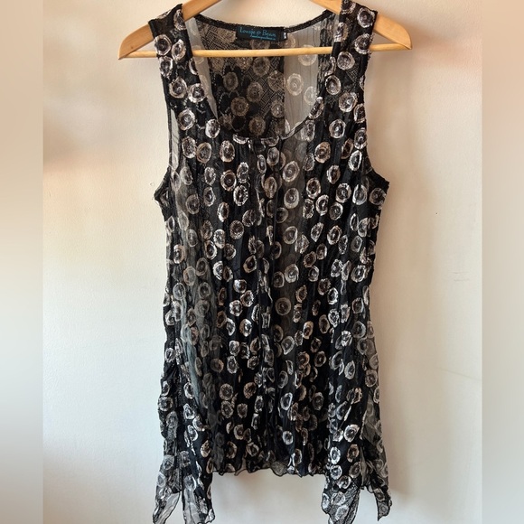 Lousje & Bean lace detail sheer Top M EUC - Picture 1 of 9